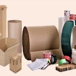 A variety of cardboard boxes, bubble wrap, and packing materials showcasing the future of packaging: trends & innovations in 2025.